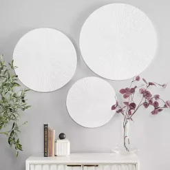 Hot Kirklands Home Matte Ribbed Sunburst Wall Plates, Set of 3 White