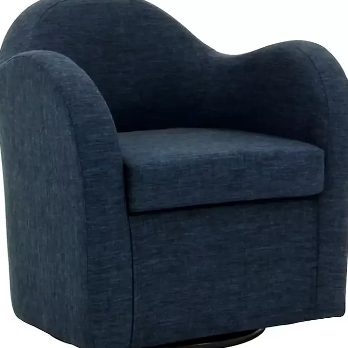 New Kirklands Home Max Navy Swivel Club Accent Chair Blue