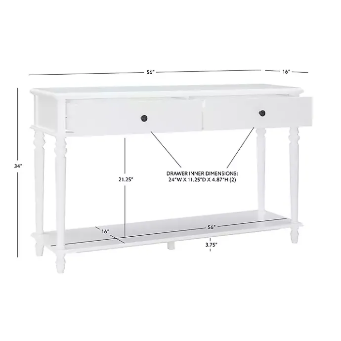 Kirklands Home McGhie 2-Drawer Console Table White