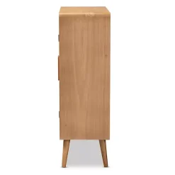 New Kirklands Home Medium Oak Rattan 2-Door Cabinet