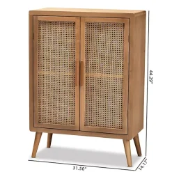New Kirklands Home Medium Oak Rattan 2-Door Cabinet