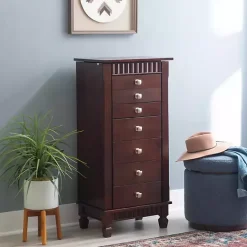 Kirklands Home Merlot Wood 7-Drawer Joslyn Jewelry Armoire Brown