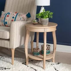 Sale Kirklands Home Merryweather Natural Wood Accent Table Tan