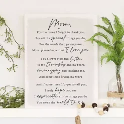 Clearance Kirklands Home Message to Mom Canvas Wall Plaque Gray