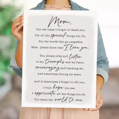 Clearance Kirklands Home Message to Mom Canvas Wall Plaque Gray