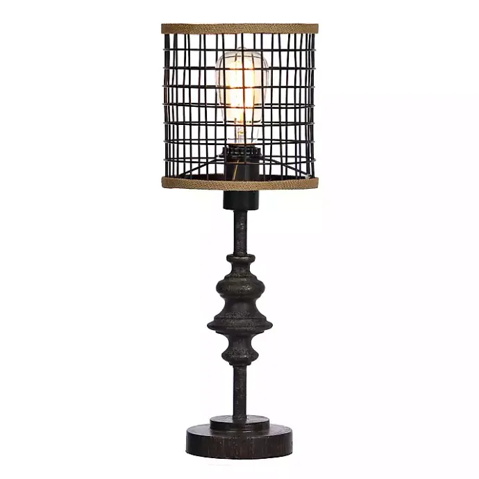 Kirklands Home Metal and Burlap Edison Lamp Brown