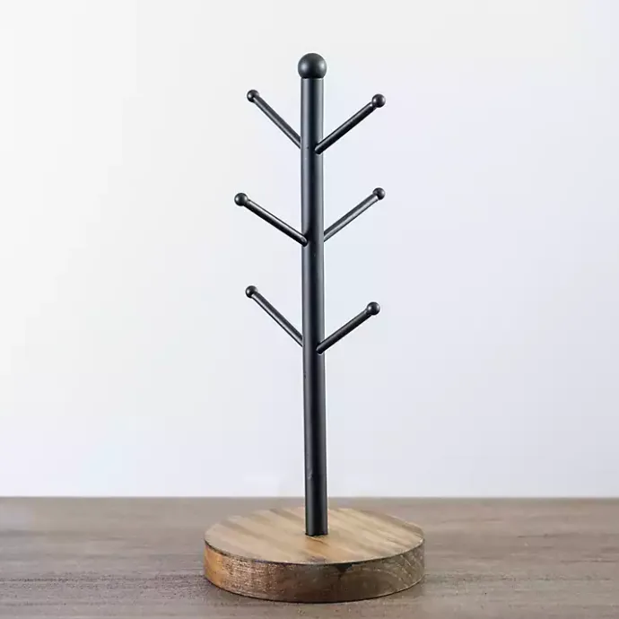 Outlet Kirklands Home Metal and Pine Wood Mug Tree