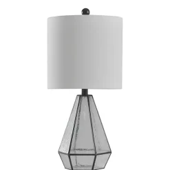 Best Kirklands Home Metal and Seeded Glass Cage Table Lamp White