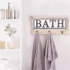 Hot Kirklands Home Metal and Wood Bath Sign with Hooks