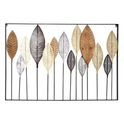 Hot Kirklands Home Metal and Wood Leaf Stems Wall Plaque Multi