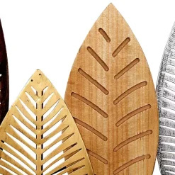 Hot Kirklands Home Metal and Wood Leaf Stems Wall Plaque Multi