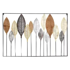 Hot Kirklands Home Metal and Wood Leaf Stems Wall Plaque Multi