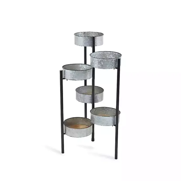 Outlet Kirklands Home Metal and Wood 6-Pot Folding Plant Stand