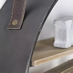 Online Kirklands Home Metal Circle Wall Shelf with Leather Strap