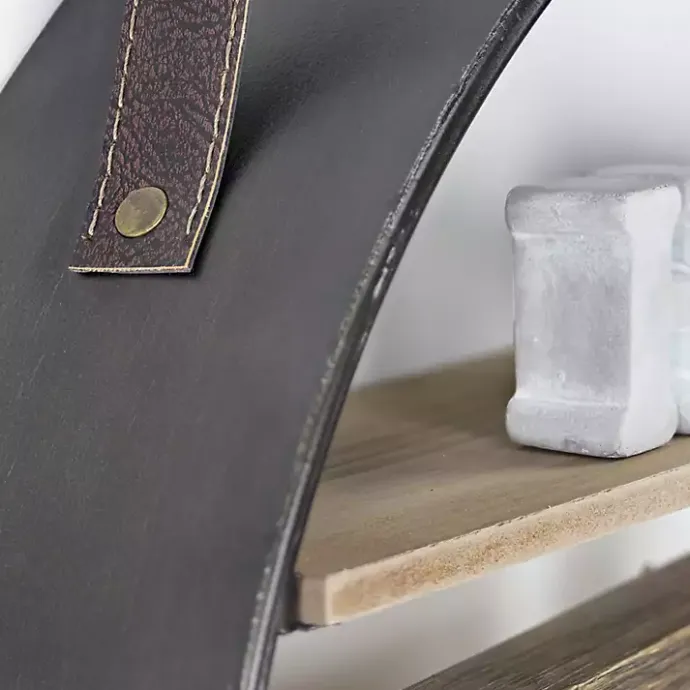 Online Kirklands Home Metal Circle Wall Shelf with Leather Strap