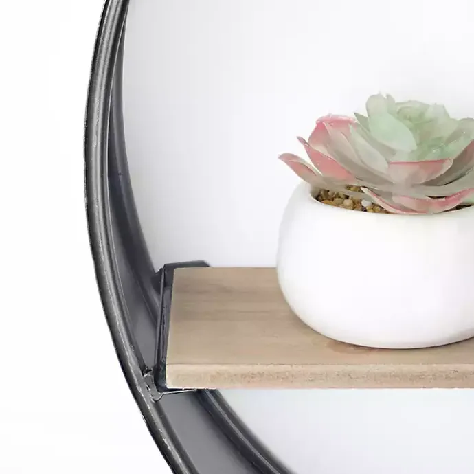 Online Kirklands Home Metal Circle Wall Shelf with Leather Strap