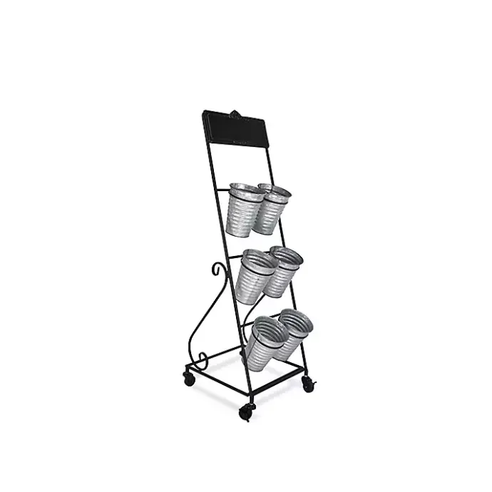 New Kirklands Home Metal Rolling Planter with Galvanized Buckets