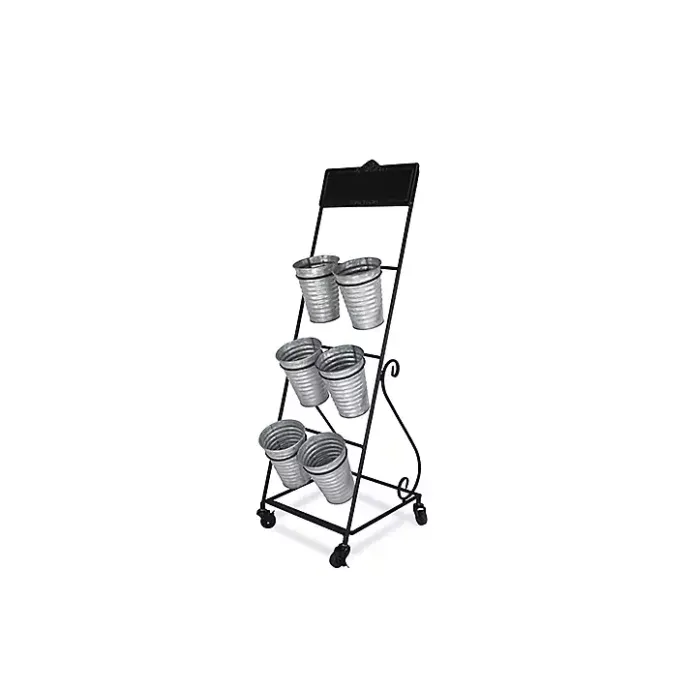 New Kirklands Home Metal Rolling Planter with Galvanized Buckets