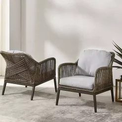 Sale Kirklands Home Metal Rope Outdoor Chairs with Cushions, Set of 2