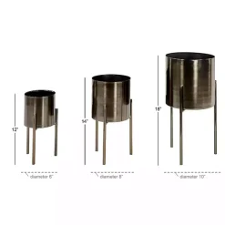 Best Kirklands Home Metallic Modern Iron Planters, Set of 3 Black