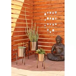 Best Kirklands Home Metallic Modern Iron Planters, Set of 3 Black