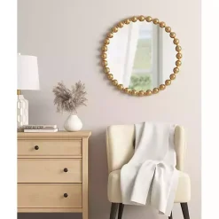 Best Kirklands Home Metallic Foiled Beaded Wall Mirror, 27 in. Gold