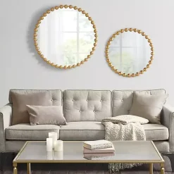 Best Kirklands Home Metallic Foiled Beaded Wall Mirror, 27 in. Gold