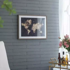 Best Kirklands Home Metallic Gold World Map Framed Art Print