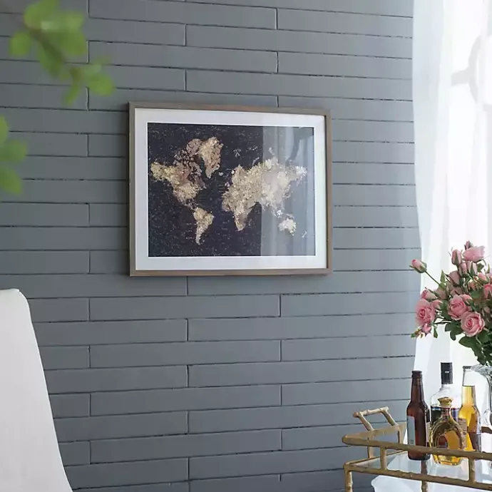 Best Kirklands Home Metallic Gold World Map Framed Art Print