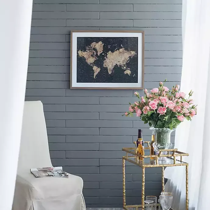Best Kirklands Home Metallic Gold World Map Framed Art Print