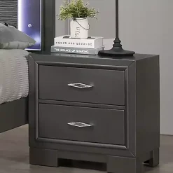 Kirklands Home Metallic Wood Jovan Nightstand Gray