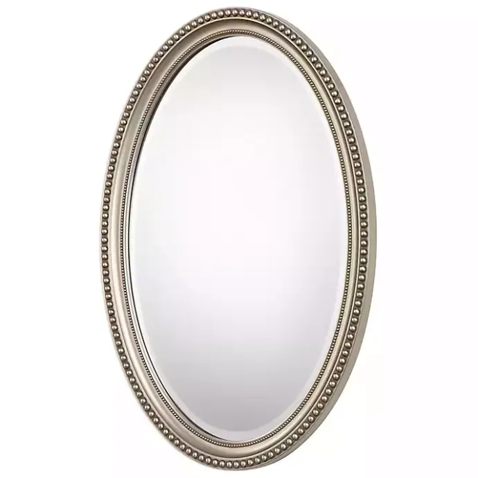 Discount Kirklands Home Metallic Silver Beaded Edge Oval Mirror