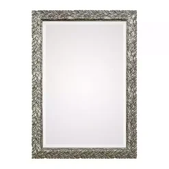 Hot Kirklands Home Metallic Silver Flowering Leaf Beveled Wall Mirror