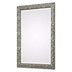 Hot Kirklands Home Metallic Silver Flowering Leaf Beveled Wall Mirror