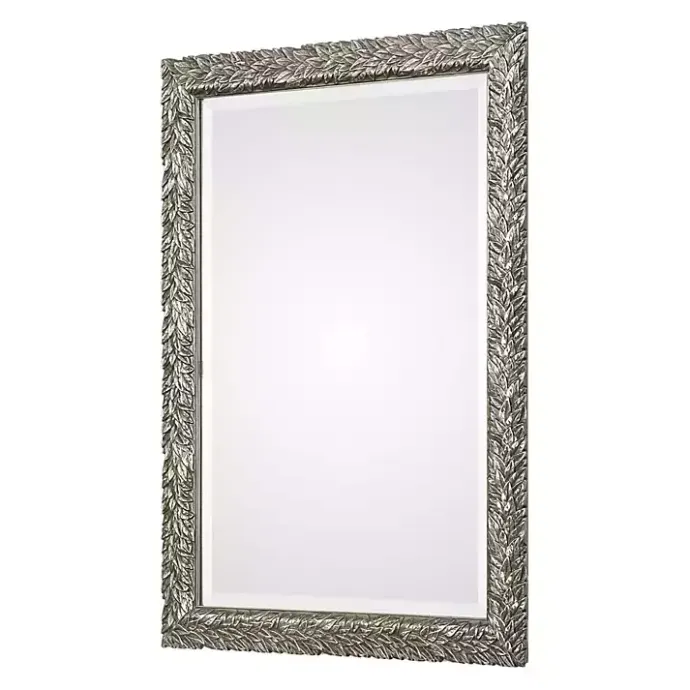 Hot Kirklands Home Metallic Silver Flowering Leaf Beveled Wall Mirror