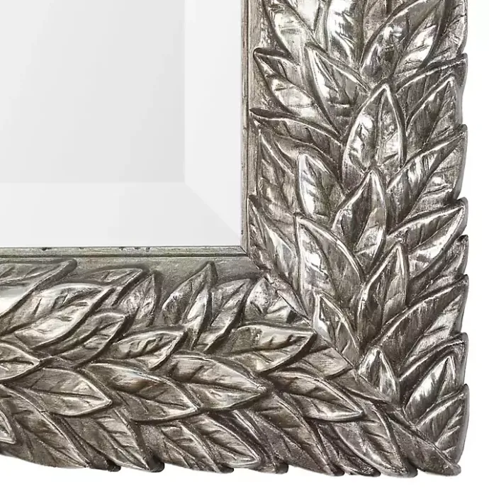 Hot Kirklands Home Metallic Silver Flowering Leaf Beveled Wall Mirror