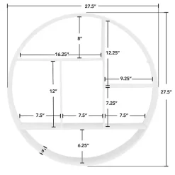 New Kirklands Home Metallic Metal Circular Frame Wall Shelf White