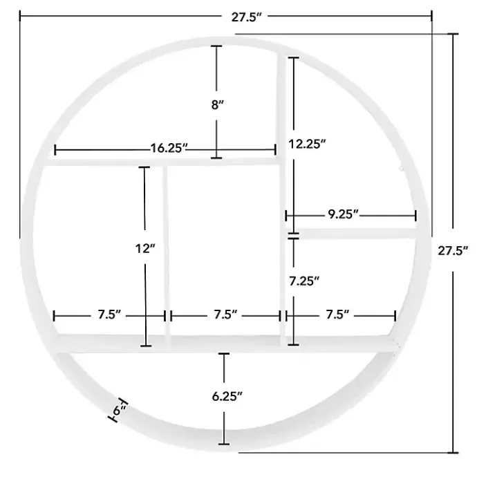 New Kirklands Home Metallic Metal Circular Frame Wall Shelf White
