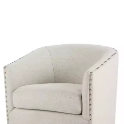 Online Kirklands Home Metro Club Natural Swivel Chair with Nailhead Trim Ivory