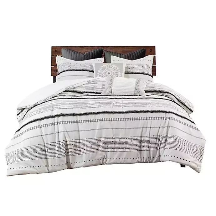 Kirklands Home Mia Striped 3-pc. King Duvet Cover Set White
