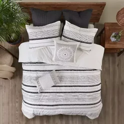 Kirklands Home Mia Striped 3-pc. King Duvet Cover Set White