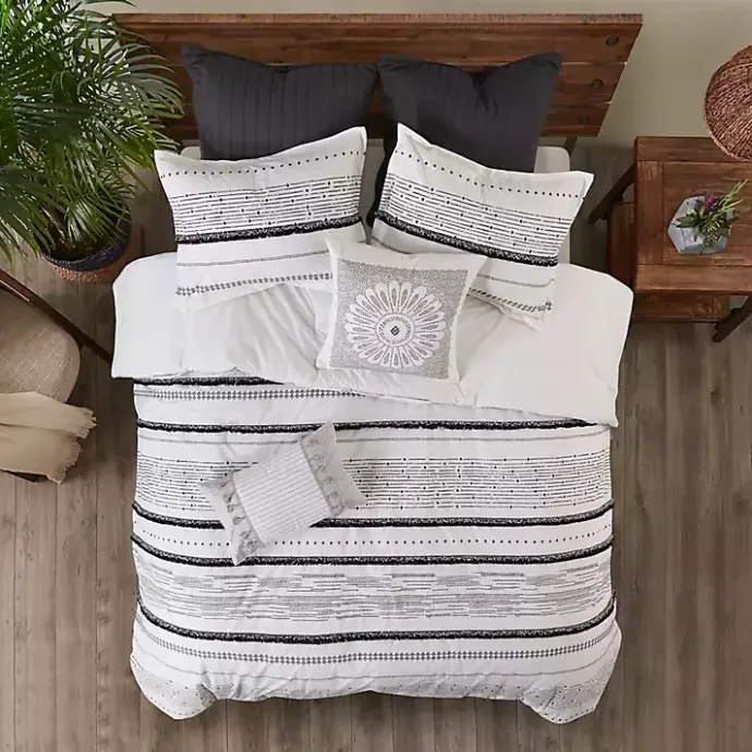 Kirklands Home Mia Striped 3-pc. King Duvet Cover Set White