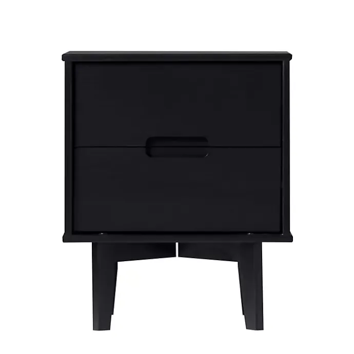 Outlet Kirklands Home Midnight Wood 2-Drawer Modern Nightstand Black