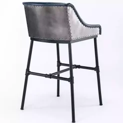 New Kirklands Home Midnight Faux Leather Parlor Bar Stool Blue