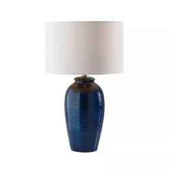 Outlet Kirklands Home Midnight Ribbed Alexis Table Lamp Blue