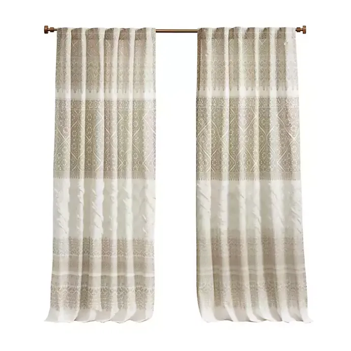 Online Kirklands Home Mila Horizontal Stripe Curtain Panel, 84 in. Tan