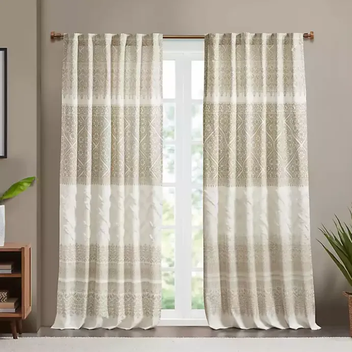 Online Kirklands Home Mila Horizontal Stripe Curtain Panel, 84 in. Tan