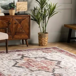 Sale Kirklands Home Miley Traditional Medallion Washable Area Rug, 4x6