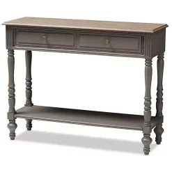 New Kirklands Home Mindi Wood Rustic Farmhouse Console Table Gray