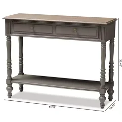 New Kirklands Home Mindi Wood Rustic Farmhouse Console Table Gray